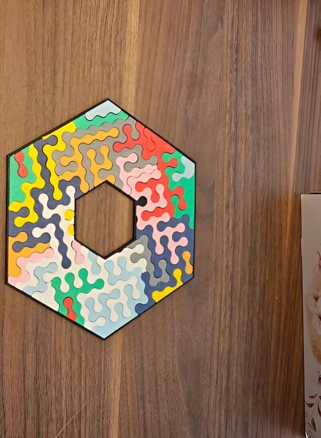 3D CRAFT Hexagonal Jigsaw PlasticPuzzle, Multicolored Pattern, Figure Toy, Brain Teaser Game - Image 4